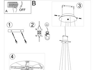 Miniaturka 14 - Rysunek montażowy okrągłej lampy LED do zawieszenia sufitowego