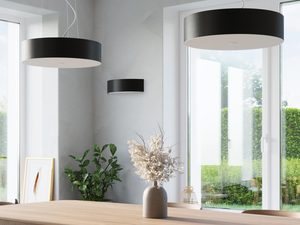 Miniaturka 10 - Czarna nowoczesna lampa sufitowa LED z mlecznym kloszem