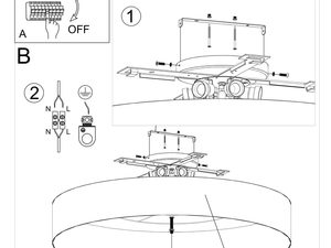 Miniaturka 14 - Rysunek montażowy nowoczesnej lampy LED, sufitowy system
