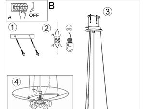 Miniaturka 13 - Schemat techniczny montażu lampy sufitowej LED z kloszem