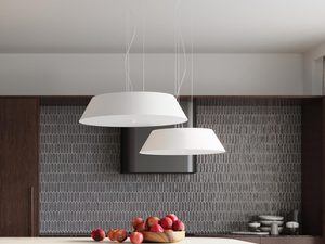 Miniaturka 4 - Duża biała lampa LED nad stołem z czerwonymi krzesłami