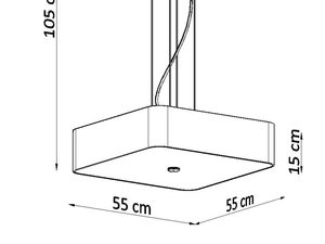 Miniaturka 13 - Techniczny schemat lampy LED o wysokości 105 cm i kloszu 15 cm