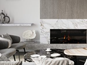 Miniaturka 4 - Kominek z betonową ścianą i nowoczesną oprawą LED