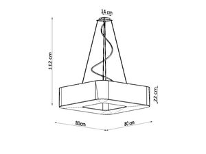 Miniaturka 12 - Techniczny rysunek lampy sufitowej LED prostokątnej