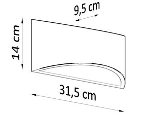 Miniaturka 6 - Rysunek kinkietu o szerokości 31,5 cm i zakrzywionej dolnej linii