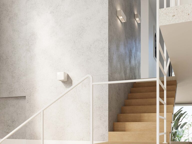 Białe oświetlenie schodów