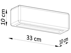 Miniaturka 6 - Techniczny rysunek białego kinkietu o długości 33 cm