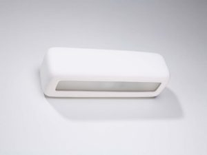 Miniaturka 1 - Nowoczesny biały kinkiet z prostokątną oprawą