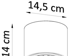 Miniaturka 6 - Wymiary lampy sufitowej w formie walca – średnica 14,5 cm