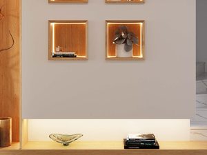 Miniaturka 3 - Widok wnętrza z zabudową ścienną i lampami punktowymi