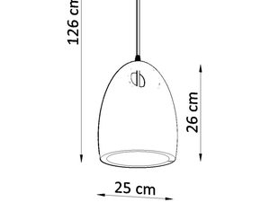 Miniaturka 6 - Rysunek techniczny białej lampy wiszącej – wysokość 126 cm