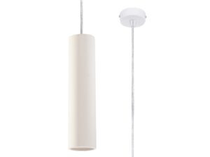 Miniaturka 8 - Biała lampa wisząca w kształcie tuby z białym podsufitką