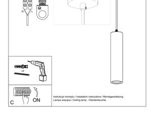 Miniaturka 7 - Instrukcja instalacji lampy wiszącej z cylindrycznym kloszem