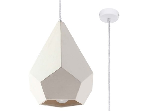 Lampa wisząca w jasnoszarym kolorze z geometrycznym kloszem