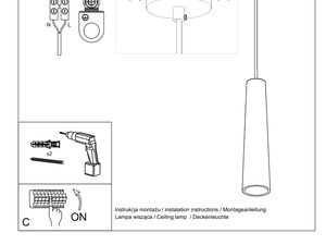 Miniaturka 7 - Montaż lampy wiszącej z betonowym kloszem – schemat techniczny