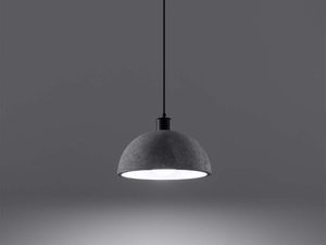 Miniaturka 2 - Czarna lampa wisząca z prostym kloszem o półkulistym kształcie