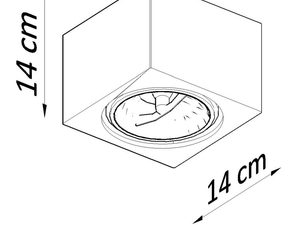 Miniaturka 6 - Wymiary sześciennej lampy sufitowej – 14 x 14 cm