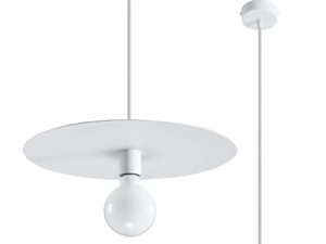 Miniaturka 1 - Minimalistyczna lampa wisząca z białym dyskiem i żarówką