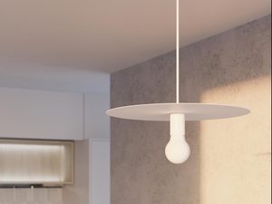 Miniaturka 6 - Designerska biała lampa sufitowa z kulistą żarówką