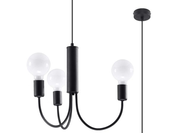 Czarny żyrandol w stylu loft z prostą konstrukcją