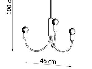 Miniaturka 5 - Rysunek techniczny żyrandola z trzema ramionami – wysokość 100 cm