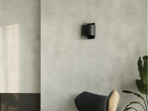 Miniaturka 10 - Designerski kinkiet LED czarny z ozdobną płytką ścienną