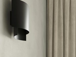Miniaturka 12 - Czarny kinkiet LED na ścianie przy zasłonach, styl nowoczesny