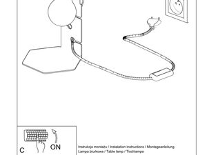 Miniaturka 13 - Rysunek techniczny lampki biurkowej z wtyczką i przewodem