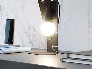 Miniaturka 11 - Designerska lampka nocna czarna z białym światłem LED