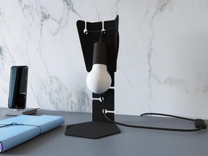 Miniaturka 12 - Czarna nowoczesna lampka biurkowa z białą żarówką E27