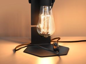 Miniaturka 9 - Lampa stołowa czarna z żarówką w stylu retro, światło ciepłe
