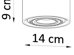 Miniaturka 6 - Rysunek wymiarów lampy sufitowej – 14 cm średnicy, 9 cm wysokości