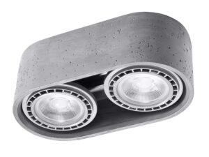 Miniaturka 8 - Salon z betonowymi lampami sufitowymi na prostym suficie
