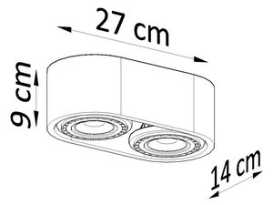 Miniaturka 6 - Wymiary podwójnej lampy sufitowej – 27 x 14 cm