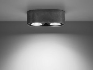 Miniaturka 2 - Lampa sufitowa podwójna z szarego betonu z dwoma reflektorami