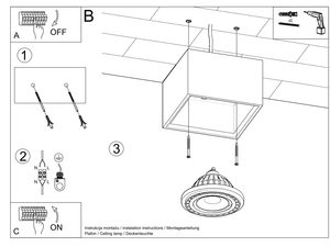 Miniaturka 14 - Rysunek techniczny montażu reflektora LED kwadratowego