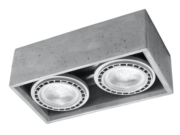 Nowoczesny plafon LED betonowy z dwoma reflektorami