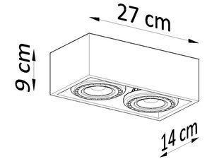 Miniaturka 6 - Rysunek techniczny podwójnej oprawy LED 27 x 14 cm