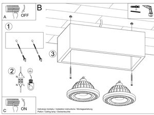 Miniaturka 14 - Schemat montażu lampy LED wpuszczanej z dwoma reflektorami