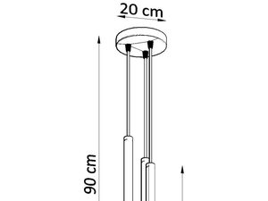 Miniaturka 20 - Rysunek techniczny z wymiarami lampy wiszącej 90 cm
