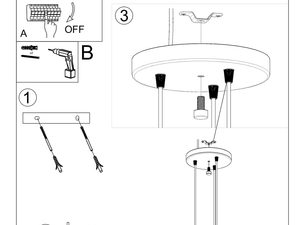 Miniaturka 19 - Uchwyt montażowy i schemat instalacji lampy sufitowej