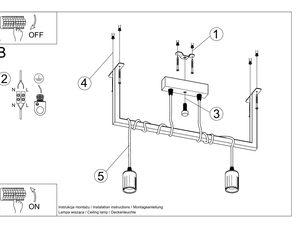Miniaturka 7 - Rysunek techniczny oświetlenia wiszącego z dwoma przewodami