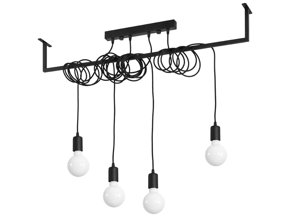 Designerski Żyrandol Czarny 4 Żarówki SOL