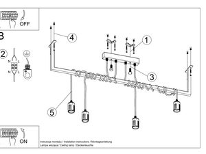 Miniaturka 7 - Rysunek techniczny zawieszenia lampy sufitowej z przewodami