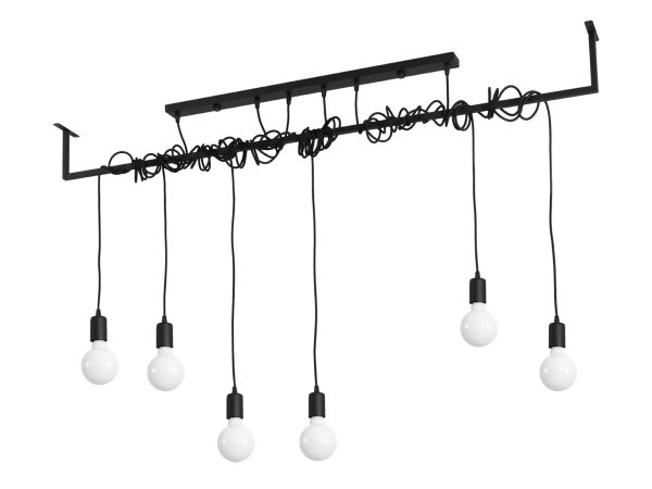 Lampa sufitowa industrialna z żarówkami E27 na przewodach