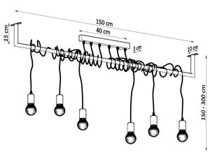 Miniaturka 6 - Rysunek techniczny oświetlenia z przewodami – długość 150 cm
