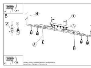 Miniaturka 7 - Rysunek techniczny montażu oświetlenia sufitowego wiszącego