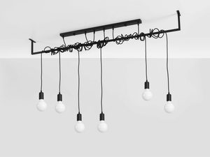 Miniaturka 1 - Designerska oprawa wisząca z przewodami i sześcioma źródłami światła