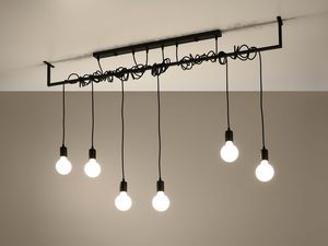 Miniaturka 2 - Lampa sufitowa z czarnymi kablami i sześcioma żarówkami