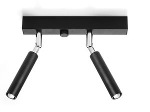 Miniaturka 2 - Lampa sufitowa czarna podwójna z reflektorami tubowymi LED